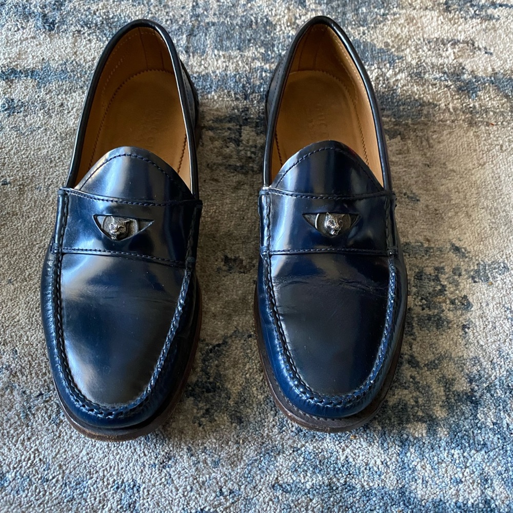 Navy blue Gucci men loafers